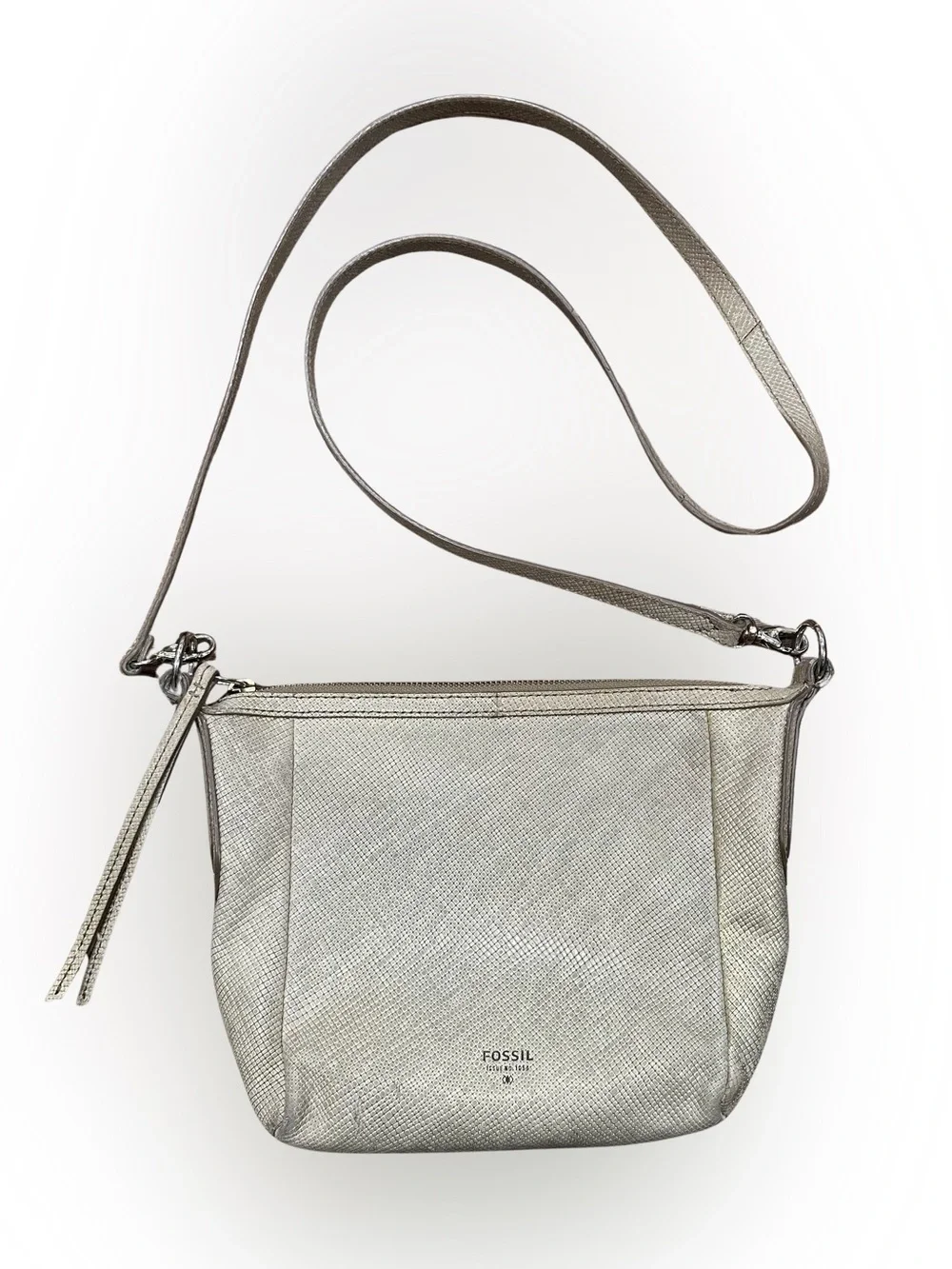 Fossil Handbag Sydney Gold Metallic Crossbody Small Zip Closure Purse
